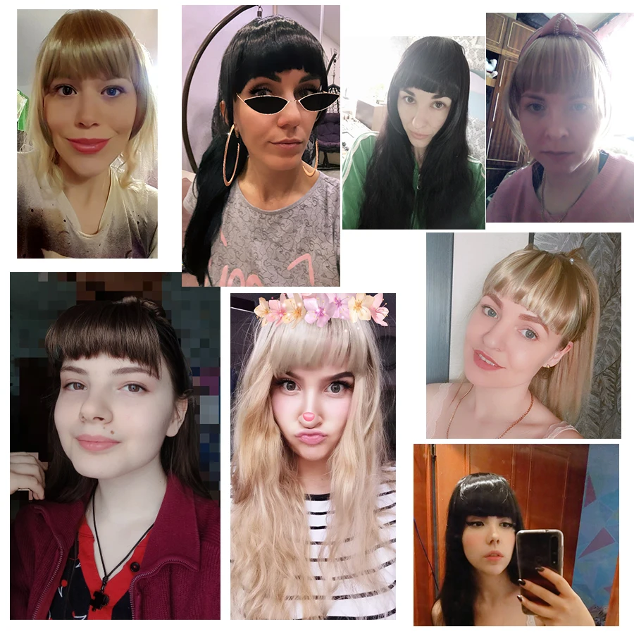 Flequillo de pelo sintético falso para mujer, 2Clips en la extensión del cabello, flequillo falso frontal limpio, postizo falso con Clip en flequillo