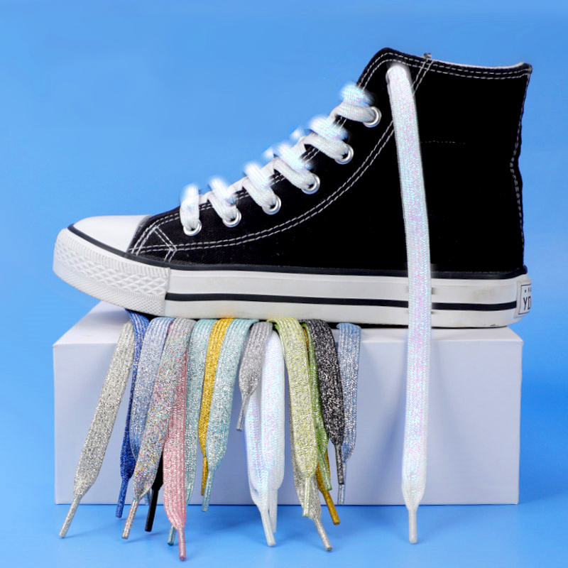 NUOVA moda glitter lacci delle scarpe lacci piatti colorati per scarpe da ginnastica da corsa atletiche scarpe da ginnastica stivali 1 cm larghezza lacci stringhe 1 paio