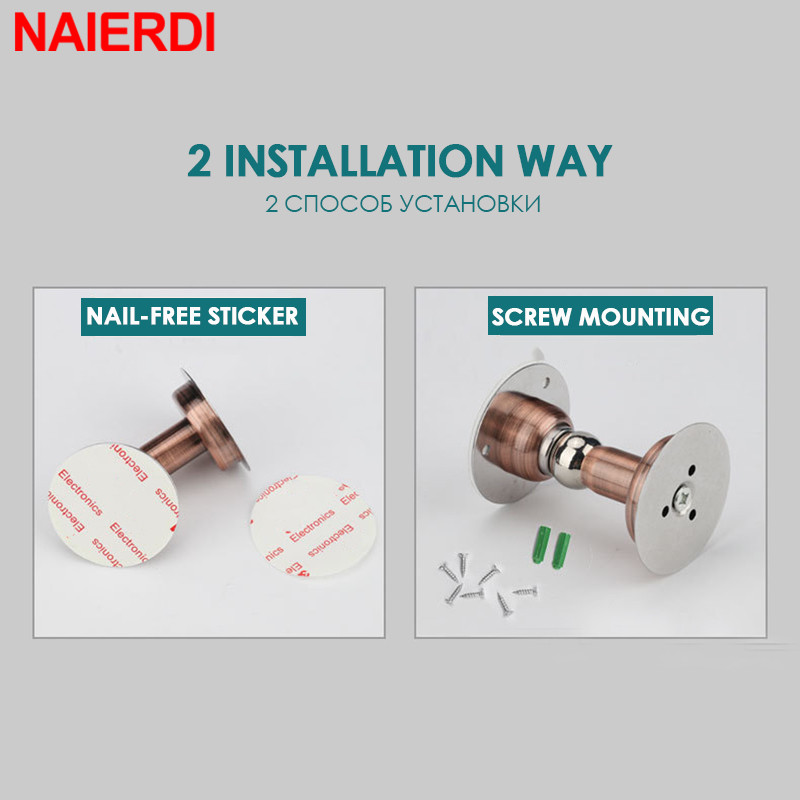 NAIERDI magnetische deurstoppers roestvrij staal non punch deurstopper winddichte wandgemonteerde deurhouder meubelbeslag