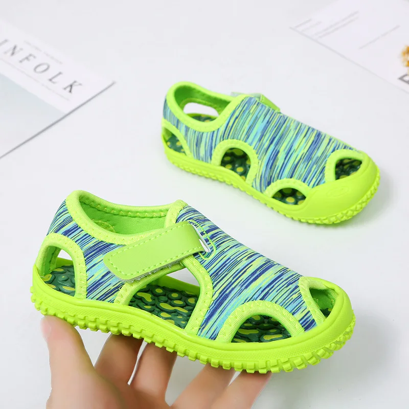 ฤดูร้อนเด็กทารกรองเท้าแตะเด็กรองเท้าแตะชายหาดด้านล่างนุ่ม Unisex หญิงลื่นรองเท้าเด็กทารกเด็กกลางแจ้ง Anti-collision รองเท้า