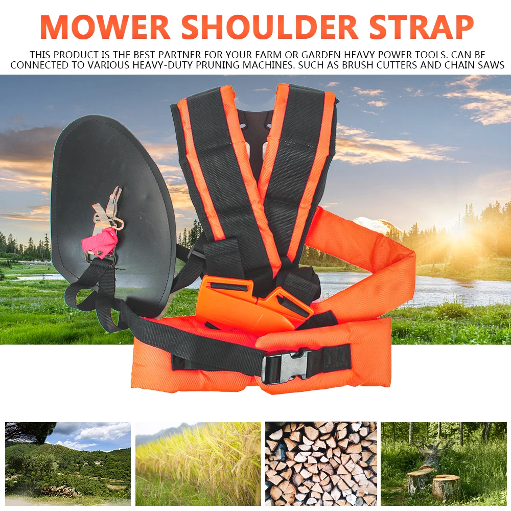 Double Shoulder Harness Strap W Shape Strimmer Padded Belt Comfortable Labor Saving for Brush Cutter Trimmer Garden Pruner
