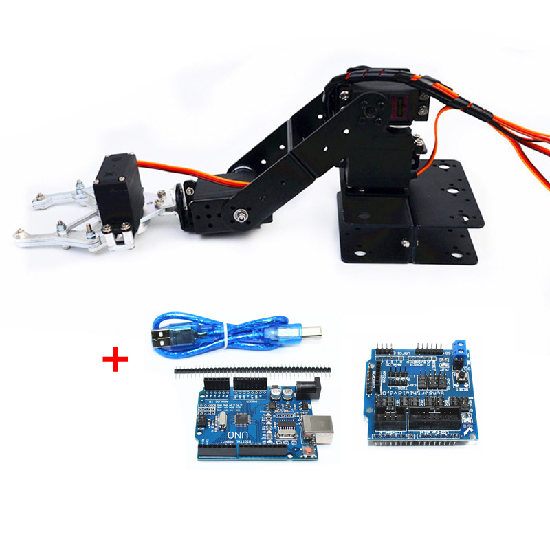 อลูมิเนียม Arduino 4 Dof แขนหุ่นยนต์ Claw Gripper Manipulator Servo Bracket Mechanical Claw DIY หุ่นยนต์ประกอบ
