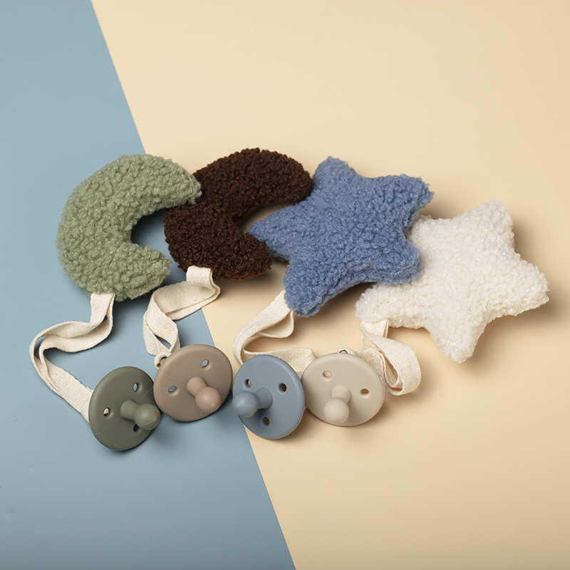 Attache-sucette pour bébé Sherpa Star Moon, chaîne de sucette pour nouveau-né, porte-tétine en Silicone, porte-factice, sans BPA, accessoire pour bébé