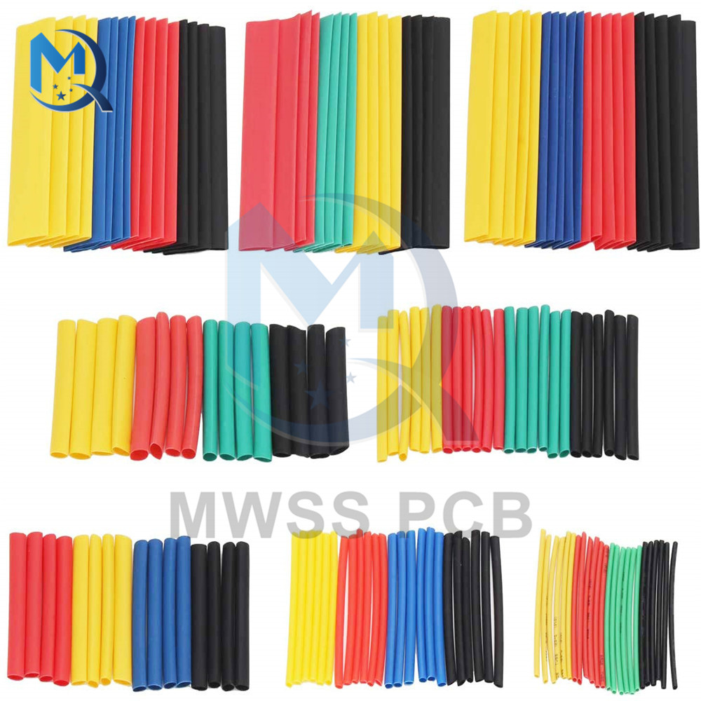 127/140/328/530Pcs Assorted Polyolefin Schrumpfschlauch Rohr Kabel Sleeves Wrap Draht Set 8 größe Multicolor/Schwarz Draht Kabel