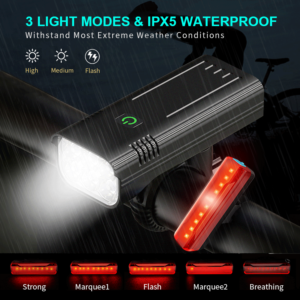 10000MAh 6-8 Đèn LED Xe Đạp USB Sạc 3600 Lumens Xe Đạp Đèn Pha Đèn Pin Siêu Sáng Đèn Trước Và lưng Phía Sau Đèn