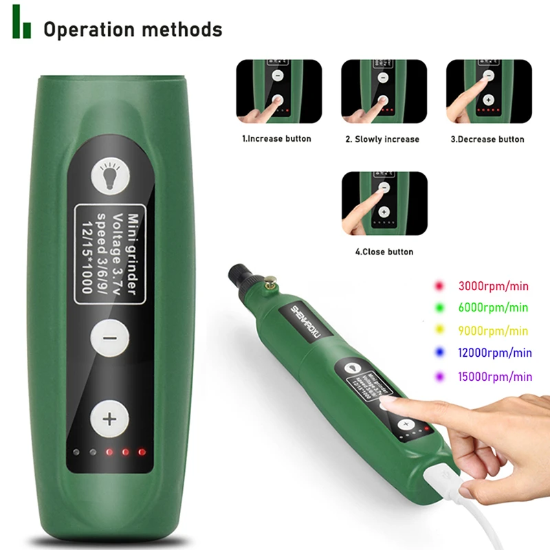Không Dây Máy Xay Máy Khoan Điện 5 Tốc Độ Điều Chỉnh Bút Khắc Chữ Cắt Đánh Bóng Khoan Dụng Cụ Xoay Với Phụ Kiện Dremel