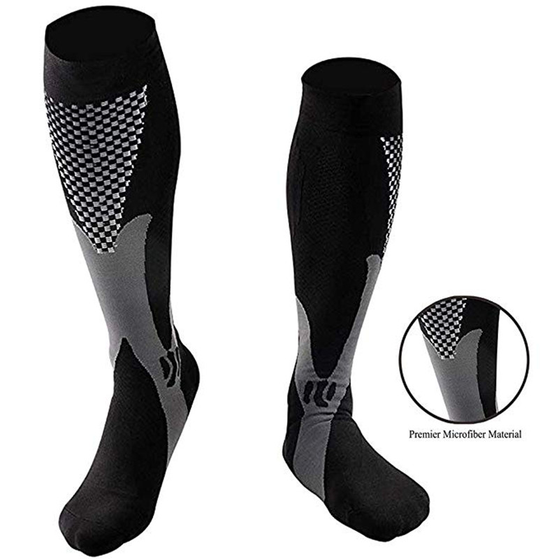 Calcetines de compresión para venas varicosas, medias médicas de nailon para enfermería, aptas para deportes, calcetines de compresión negros para antifatiga