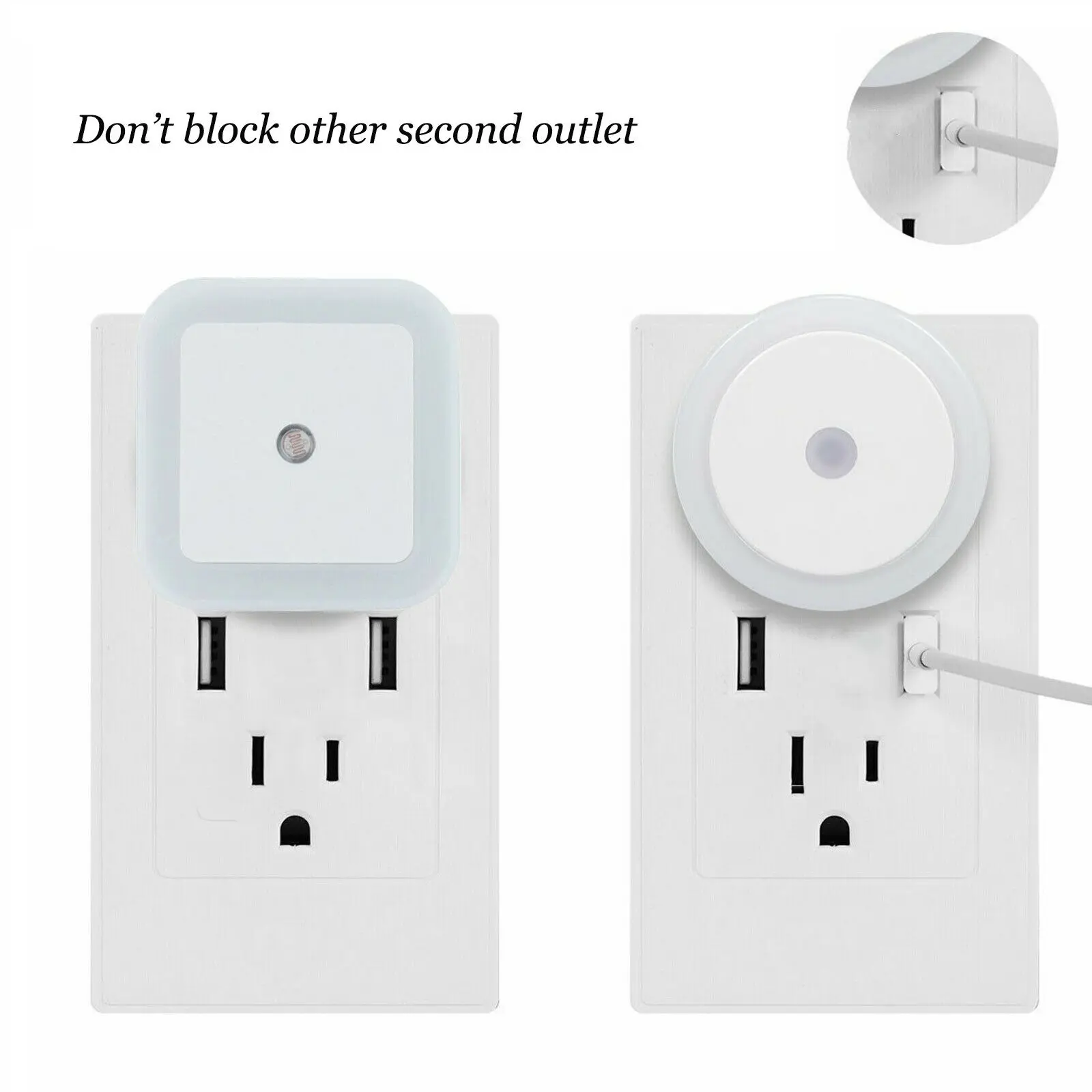 Luz LED nocturna Mini lámpara de noche con Sensor automático enchufable de pared para dormitorio habitación de niños pasillo escaleras UE/EE. UU. 110V 220V