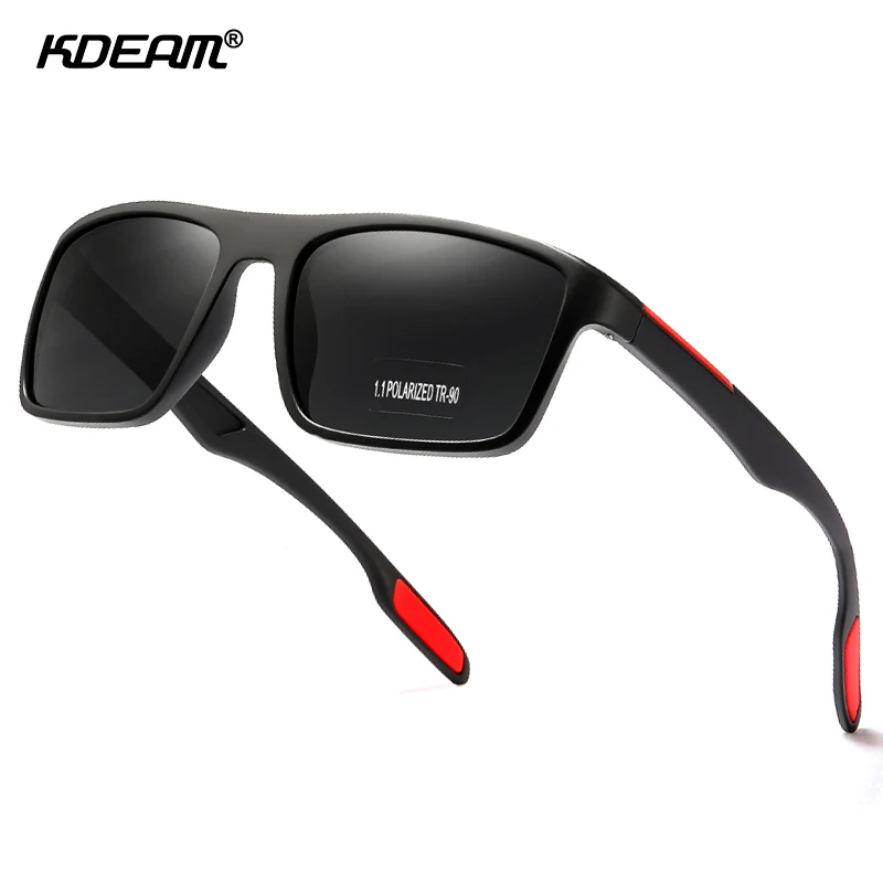 KDEAM 직사각형 초경량 스포츠 선글라스 남성 편광 TAC 1.1mm 두께 렌즈 운전 선글라스 여성 Cat.3