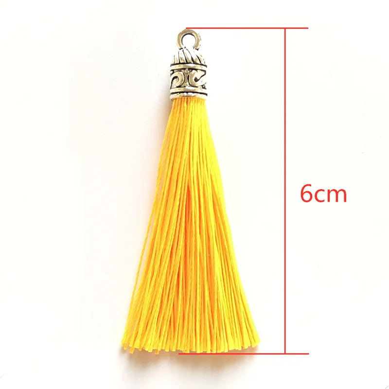 10 Chiếc Nhỏ 6Cm Lụa Tua Rua Bông Tai Mặt Dây Chuyền Vòng Tay Thủ Công Bạc Cấp Mũ Lưỡi Trai Tua Rua Chổi Tự Làm Trang Sức Làm phụ Kiện