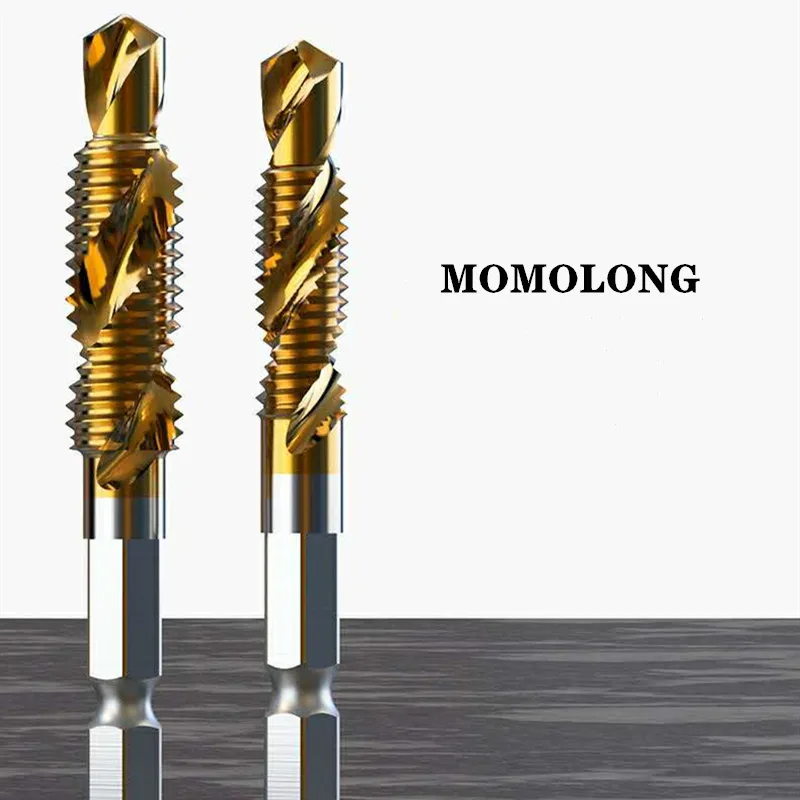 M3 M4 M5 M6 M8 M10 Tập Khoan 1/4 Chuôi Lục Giác Máy Tay Vòi Phủ Titan HSS Khoan Tập bit Ren Vít Dụng Cụ
