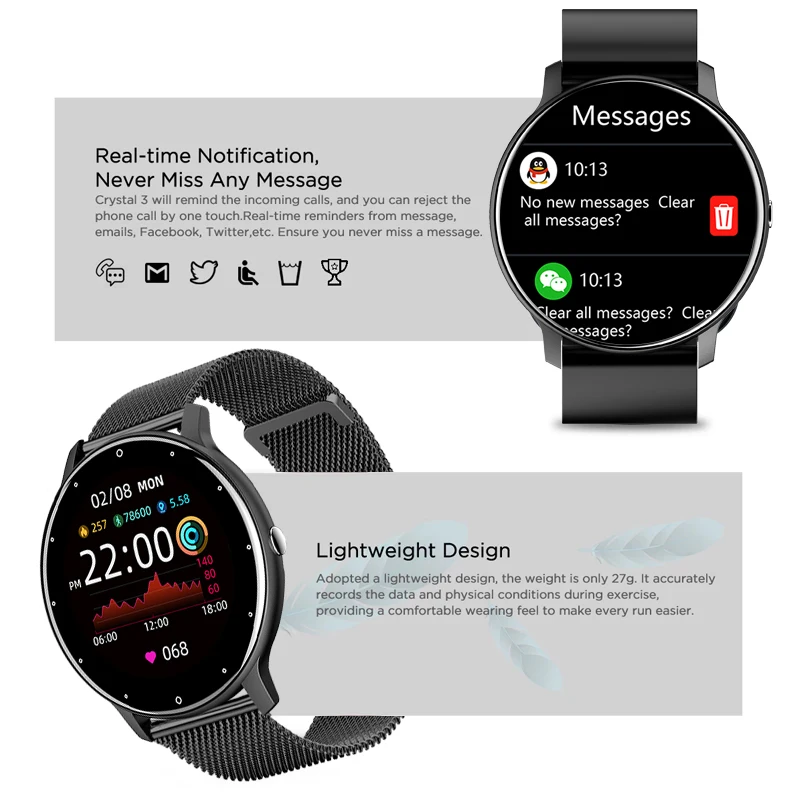 LIGE-reloj inteligente para mujer, accesorio de pulsera resistente al agua IP67 con pantalla táctil, Bluetooth, compatible con Android e iOS, 2025