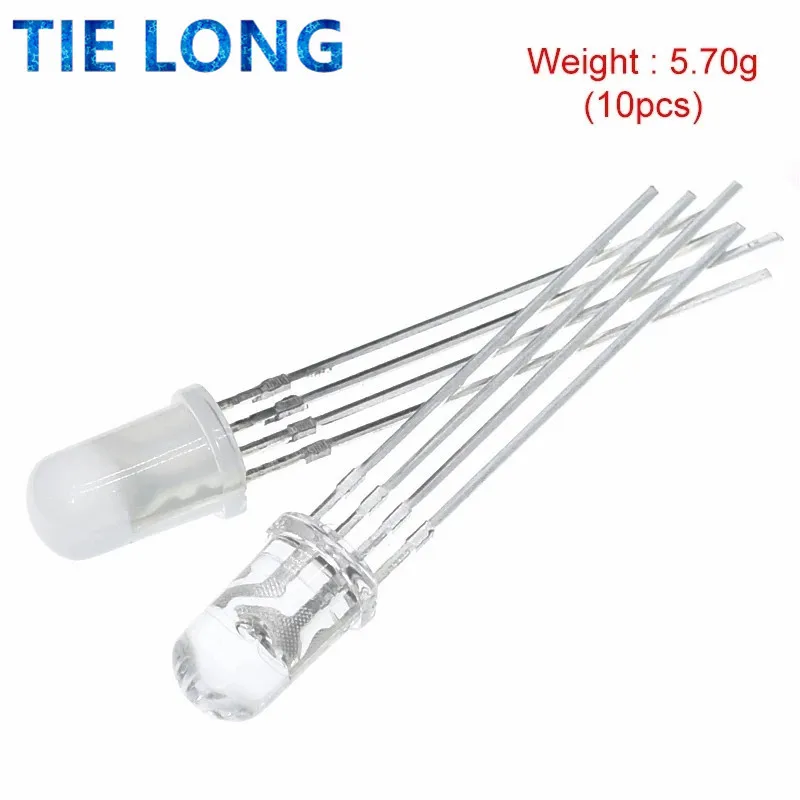 10pcs 5mm RGB LED catodo comune/anodo comune diodi ad emissione tricolore f5 RGB diffuso/evidenziazione trasparente per arduino