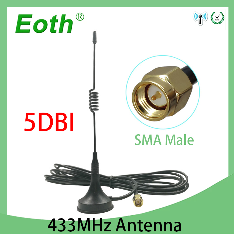 433 Mhz LORA Antenne lorawan 5dbi 433 IOT antena GSM SMA Stecker mit Magnetfuß für Amateurfunk Signal Wireless Repeater