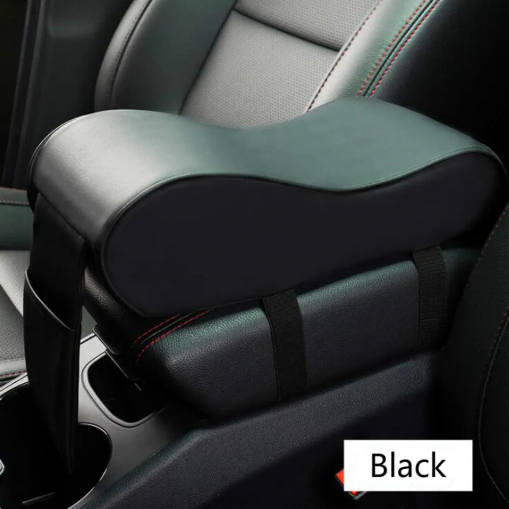 Apoio de braço central de carro de couro almofada macia preto console central do carro braço resto caixa de assento tapete almofada capa protetora do veículo