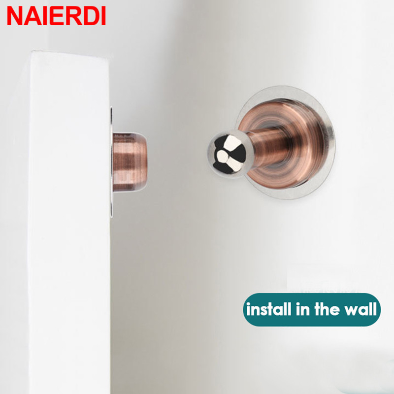 NAIERDI magnetische deurstoppers roestvrij staal non punch deurstopper winddichte wandgemonteerde deurhouder meubelbeslag