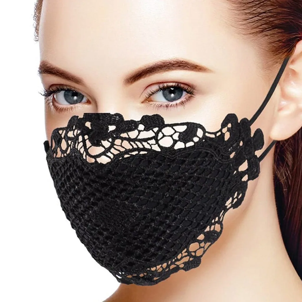 PM2.5กรองหน้ากากลูกไม้ที่ละเอียดอ่อน Applique และสามารถนำกลับมาใช้ใหม่ได้ปากหน้ากากใบหน้าป้องกันฝุ่น Facemask Mascarilla Mujer