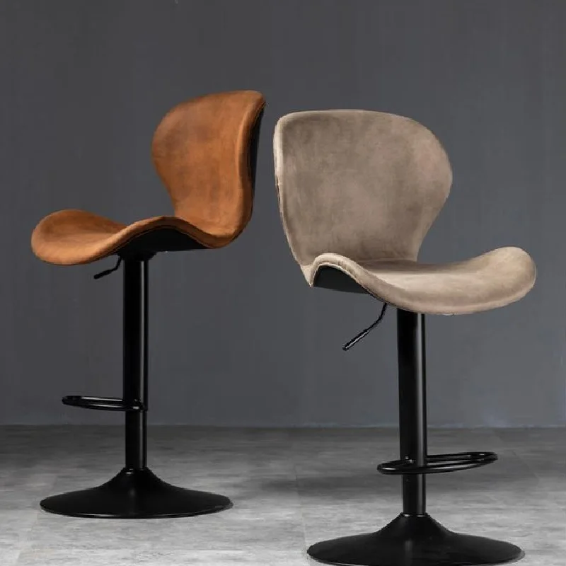 Bancos de barra de elevação simples e elegantes, estilo europeu, luz rotativa, cadeiras de bar de luxo, ferro forjado, encosto alto, bancos domésticos