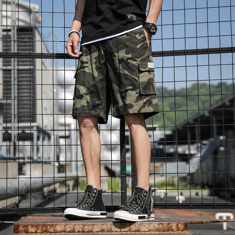 Pantalones cortos de camuflaje para hombre, ropa informal de algodón con bolsillo, Media Cordón de cintura, holgados, 7XL