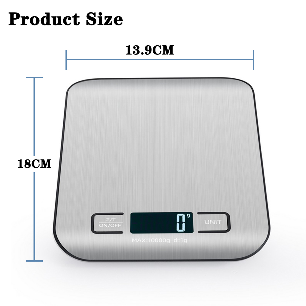 Báscula de cocina con pantalla LCD, báscula electrónica de acero inoxidable, joyería para el hogar, aperitivos y alimentos, herramientas de pesaje para hornear