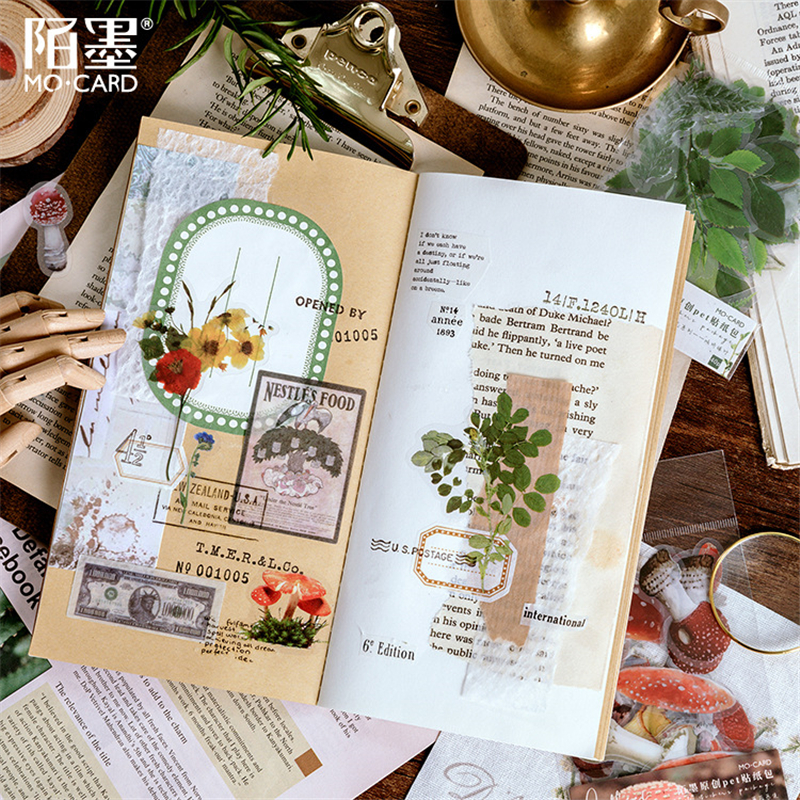 40 ピース/バッグ植物花キノコイチョウペットデコ日記ステッカースクラップブッキングプランナー装飾文具ステッカー Diy 写真