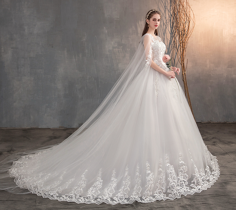 2024 robe de mariée chinoise avec longue casquette robe de mariée en dentelle avec longue traîne broderie princesse Plus Szie robe de mariée personnalisée
