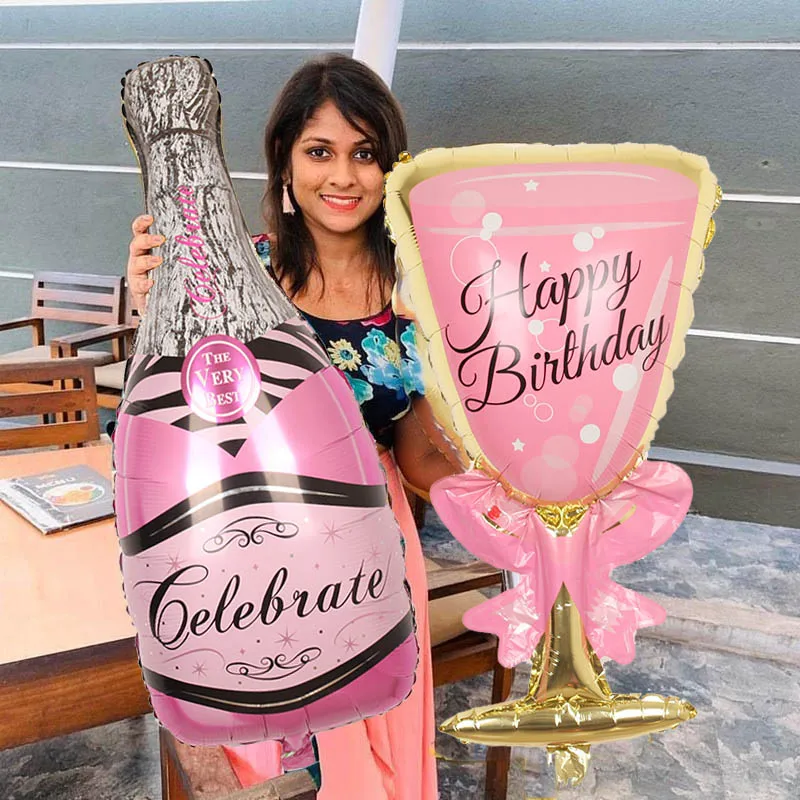 Lớn Heli Bóng Champagne Cao Gót Bóng Người Lớn Cưới Trang Trí Tiệc Sinh Nhật Trẻ Em Ballons Globos Bữa Tiệc Sự Kiện
