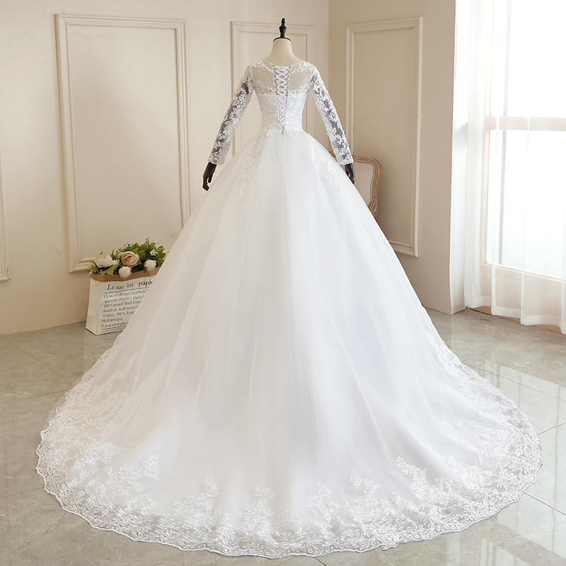 Đầm Vestido De Noiva 2022 Nguyên Chất Đầy Nữ Tay Áo Cưới Kèm Tàu Công Chúa Tiệc Cao Cấp Áo Dây De Mariee Plus kích Thước