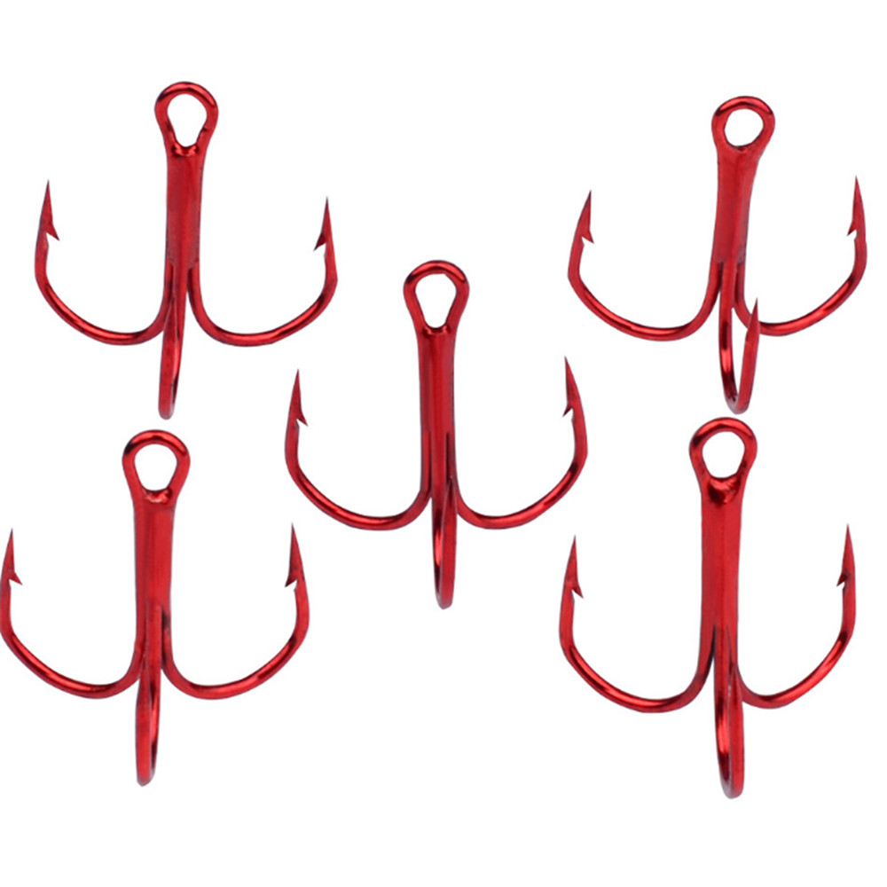 Anzuelos triples afilados de acero de alto carbono para señuelo 2/4/6/8/10 #, anzuelos de pesca con púas negras, aparejos para carpa, lote de 10 unidades