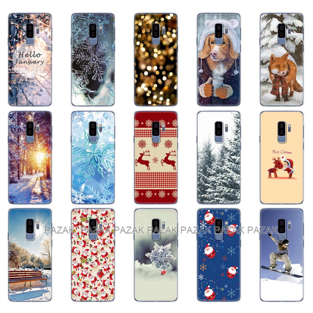 Untuk Samsung Galaxy S9/S9 PLUS Casing Penutup Belakang Ponsel untuk Samsung S9/S9 Plus Tas Lembut Silikon Musim Dingin Natal Pohon Salju Tahun Baru