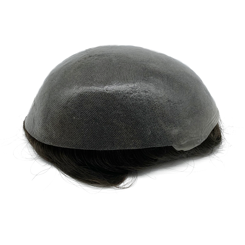 Echthaar-Haarteile, dünne Haut, PU-Ersatzsystem, Echthaar-Toupets für Männer