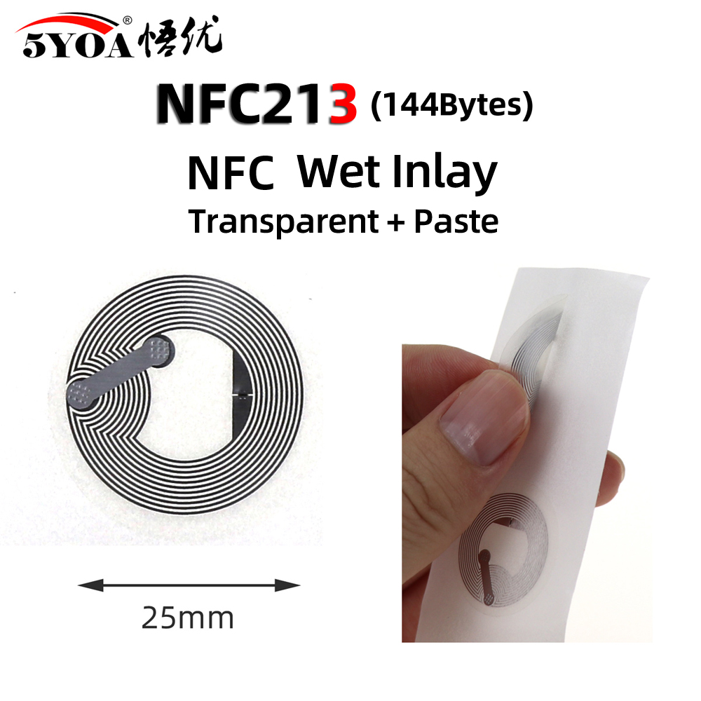 5YOA 100 unids/lote etiqueta adhesiva NFC 13,56 MHz etiqueta ISO14443A 213 pegatinas etiqueta Universal Ntag213 RFID para todos los teléfonos habilitados para NFC