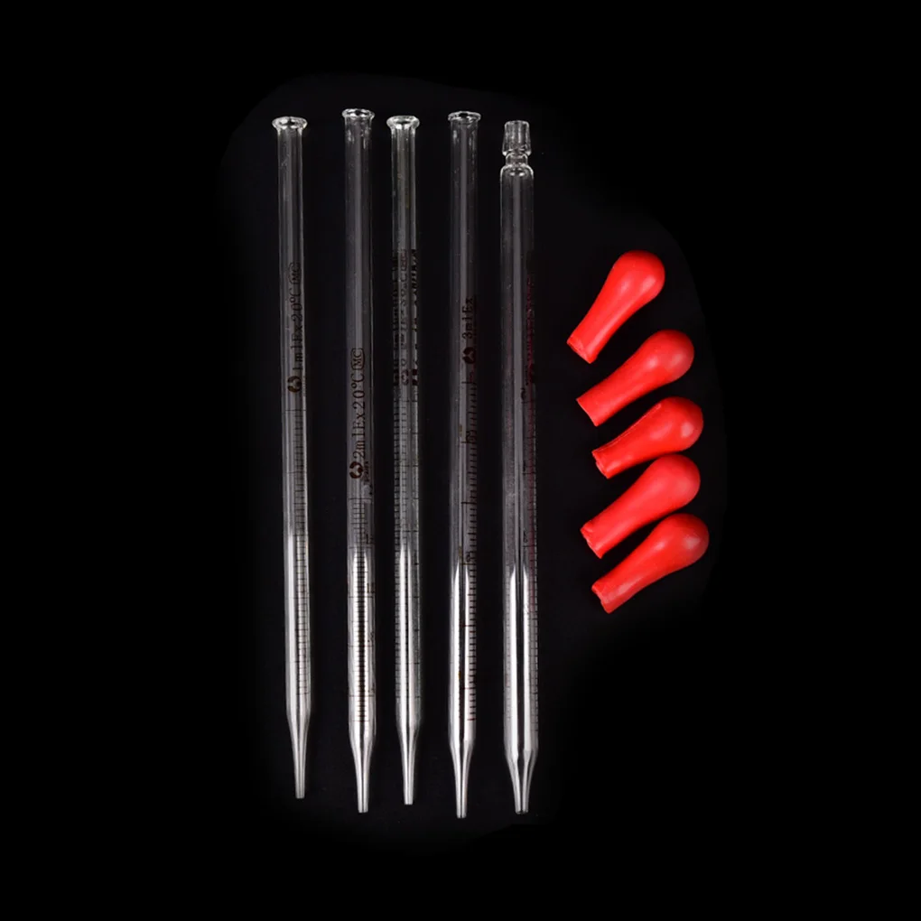 1pc Pipetta graduata in vetro Lampadina in gomma Esperimento scolastico da laboratorio Contagocce Erogazione 0,5 ml 1 ml 2 ml 3 ml