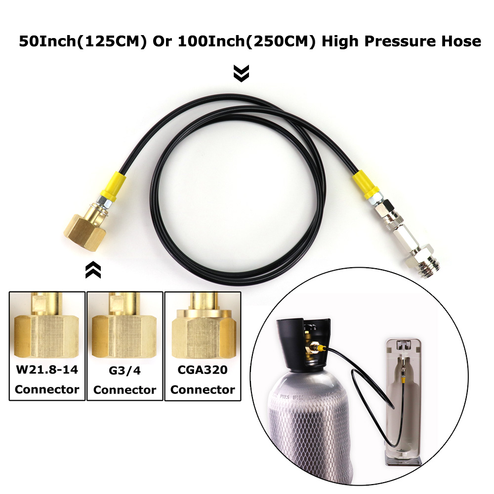 New SODA Maker to External Co2 Tank Adapter and Hose Kit Fit SodaStream W21.8-14 Or CGA320 W/Quick Disconnect Connector