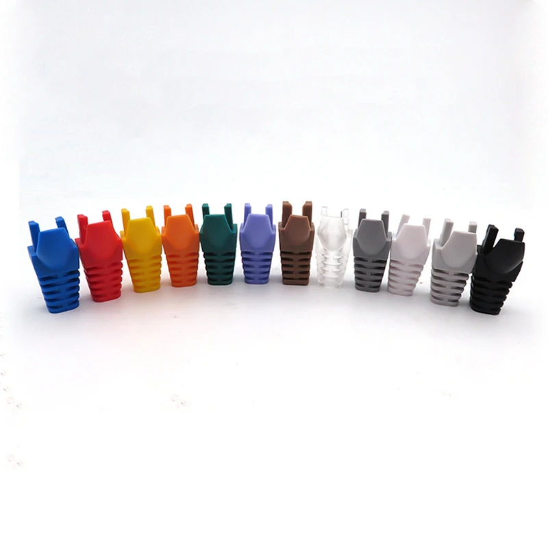 OULLX RJ-45 CAT6 CAT5e Крышка адаптера Сетевой кабель Ethernet Разъем Разъемы RJ45 Колпачки Cat 5 CAT6 Защитный рукав Разноцветный