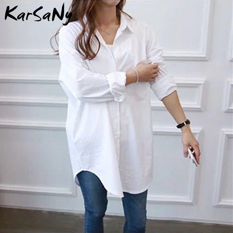 여성용 화이트 셔츠 오버 사이즈 코튼 팜므 탑스 플러스 사이즈 5XL 여성용 긴 셔츠 화이트 블라우스 봄 긴 소매 튜닉 여성