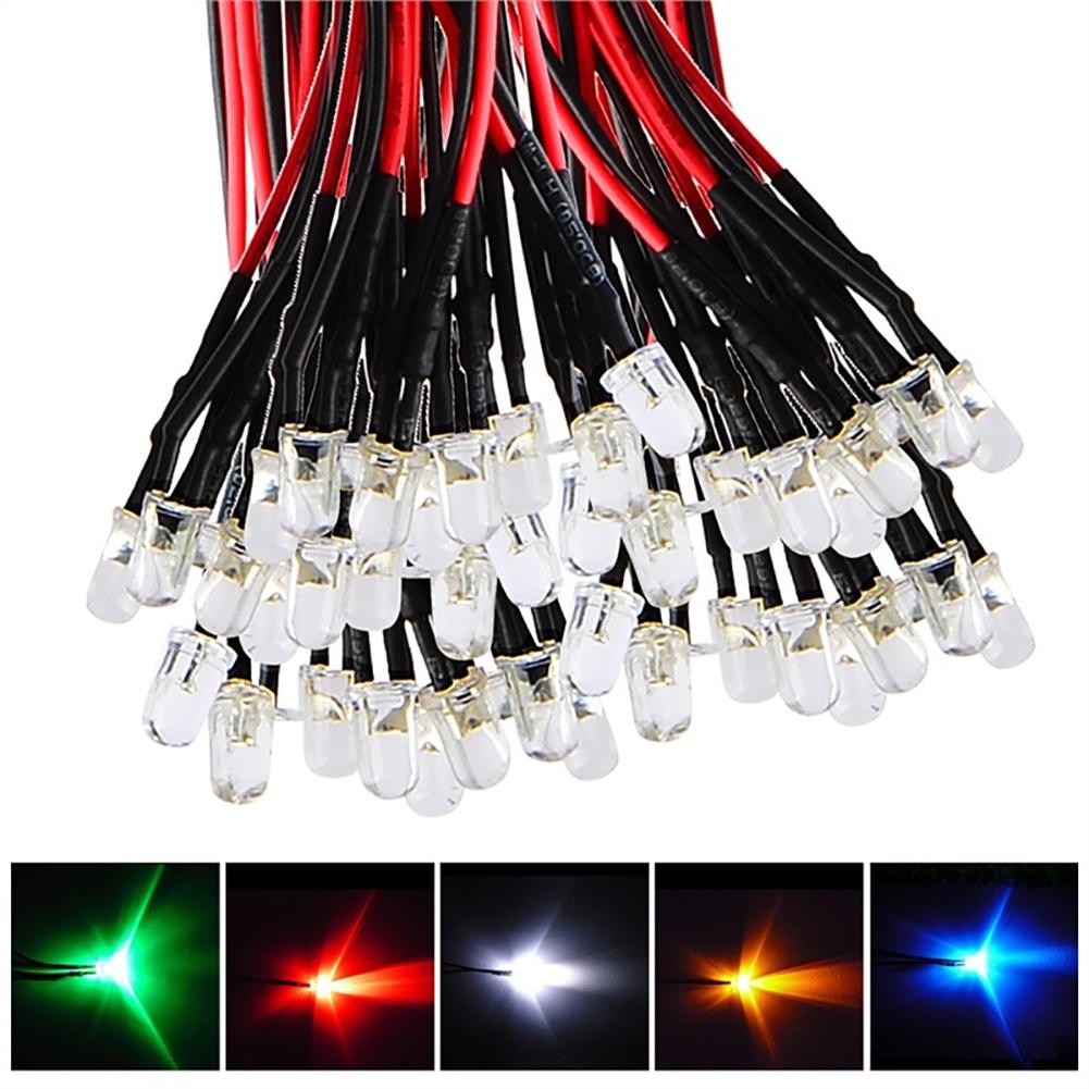 Nuovo 10 Pz 20 cm 3mm/5mm Cavo Della Lampada A LED Lampadina Pre-cablata DC Diodo Emettitore Luce Rosso/Verde/Blu/RGB 5 V 12 V Cavo Della Lampada di Tensione