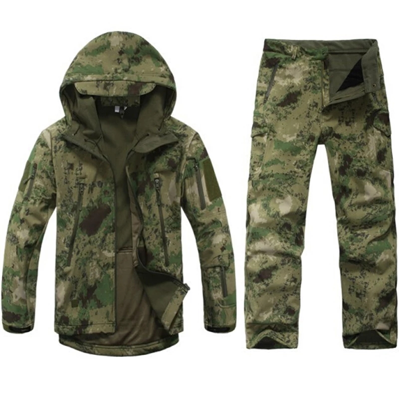 TAD Gear Taktische Softshell Camouflage Jacke Set Männer Camping Windjacke Wasserdichte Wandern Kleidung Set Fleece Outdoor Jacke