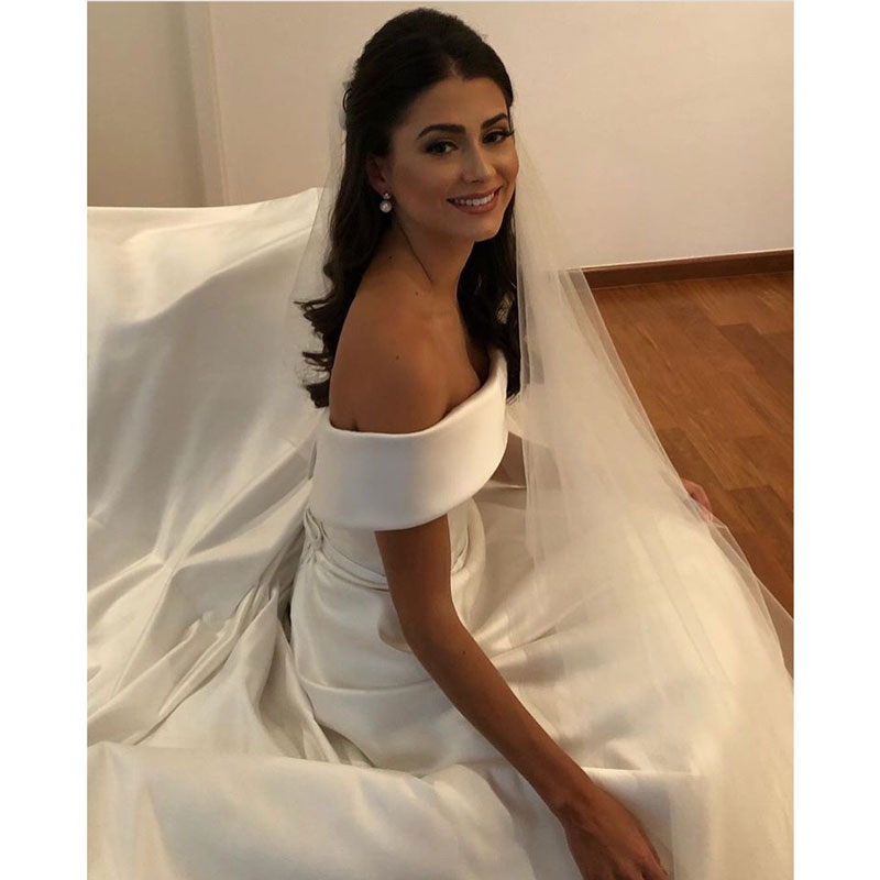 Áo Dây De Mariee Đầm Vestido Boho Áo Cưới Satin Longue Áo Cưới Áo Dây De Soiree Đơn Giản Áo Dây De Soiree Cô Dâu được Платье