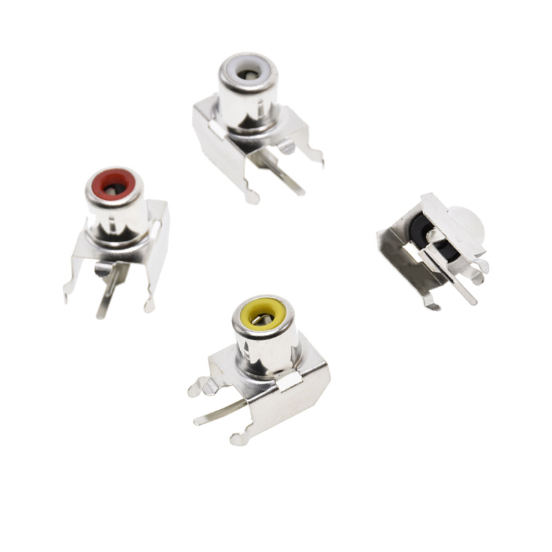 5Pcs/Lot RCA Lotus Socket Metal Seat AV-103B Red White Yellow Single Hole Lotus Connector 2PIN AV-8.4-3 RCA