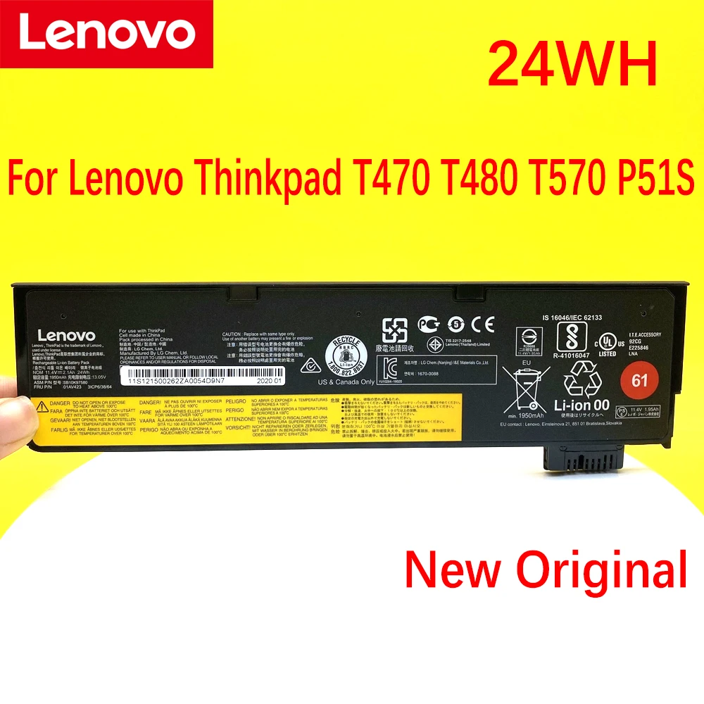 新しいオリジナルノートパソコンのバッテリーレノボ ThinkPad T470 T480 T570 T580 P51S P52S 01AV423 01AV424