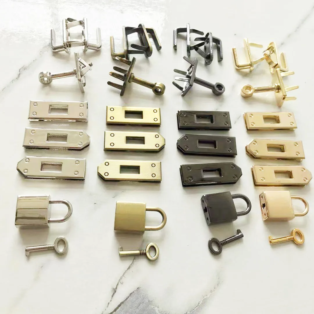 1 Bộ (7 Chiếc) 45Mm 4 Màu Kim Loại Túi Khóa Phần Cứng Phụ Kiện Túi Xách Tay Nữ Nữ Xoay Khóa Móc Khóa Tự Làm Một Phần Da Thủ Công