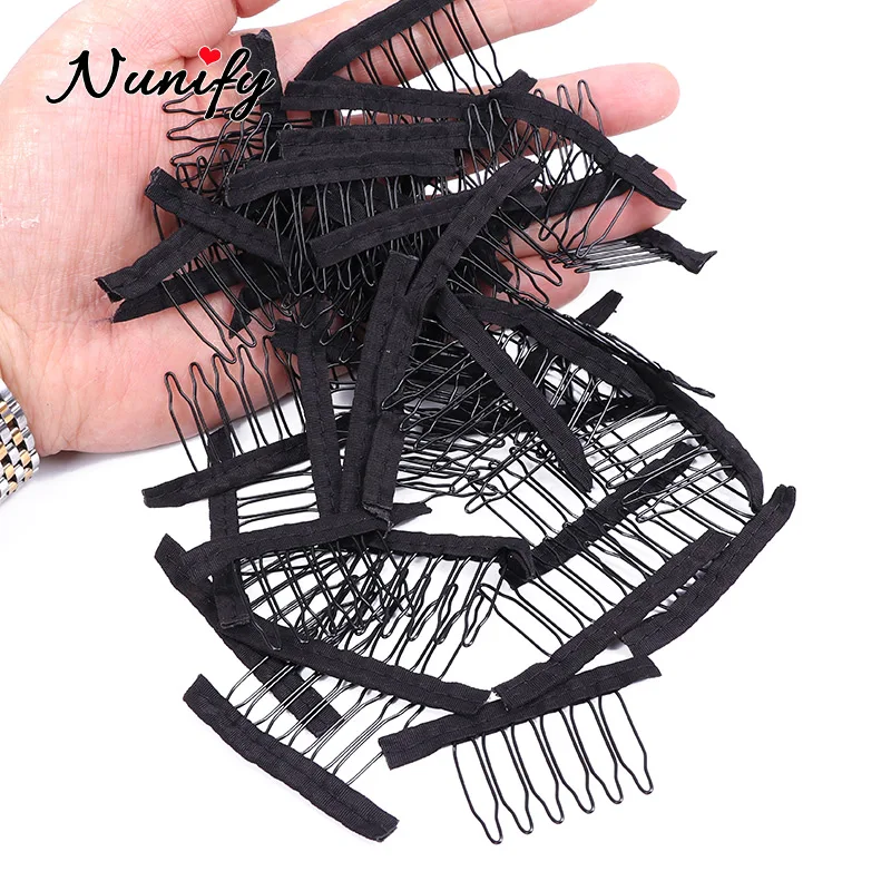 Nunify Tóc Giả Lược Kẹp 4 Răng Tóc Kẹp Thép Không Gỉ Tóc Giả Kẹp Combo Snap Clip Với Cao Su Cho Tóc nối Dài