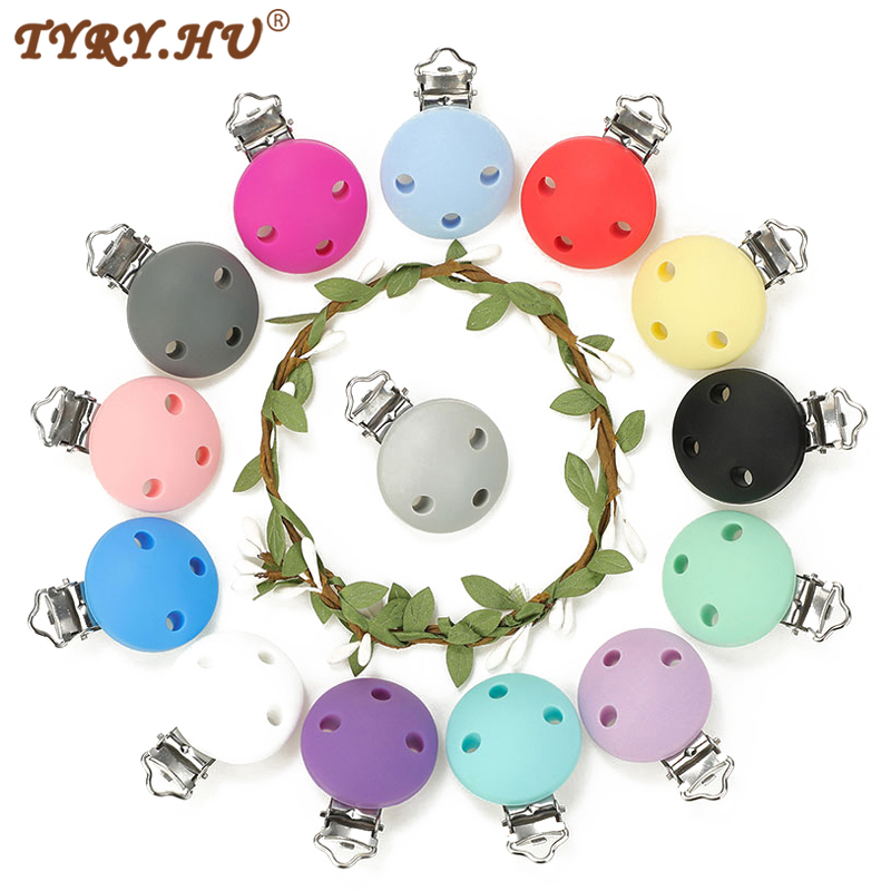 TYRY.HU 5 teil/satz Runde Silikon Clips Baby Schnuller Clips Halter Silikon Dummy Schnuller Kette Zubehör BPA-Frei