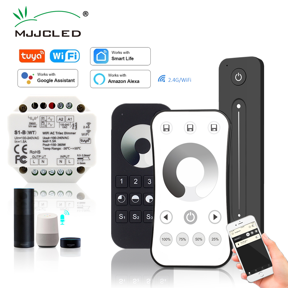 Tuya LED Dimmer Wifi Smart 2,4G RF Drahtlose Fernbedienung 230V 110V AC Triac Dimmer für Dimmbare LED Birne Licht Lampe 220V S1-B