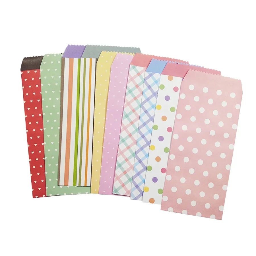10 Cái/lốc Chấm Bi Sọc Bao Sáng Tạo DIY Giấy Thêu Sò Tặng Viết Thư Văn Phòng Phẩm Nghiên Cứu Đồ Dùng Học Sinh Tự Làm 195x85mm