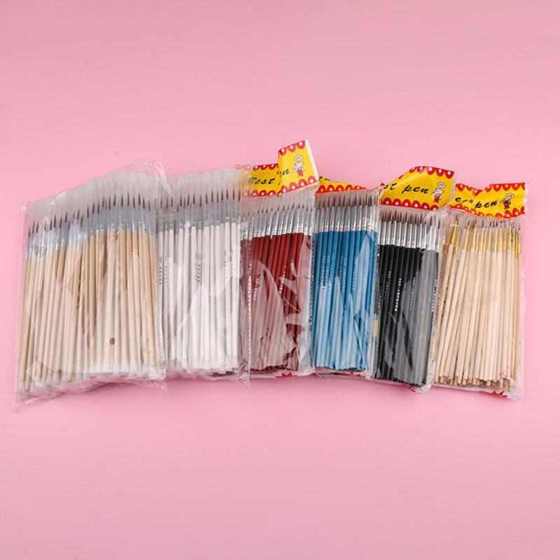 Stylo à ligne à crochet fin peint à la main, bâton multicolore pour dessin, stylo d'art, pinceau, fournitures d'art, brosse en Nylon spéciale, 100 pièces/ensemble