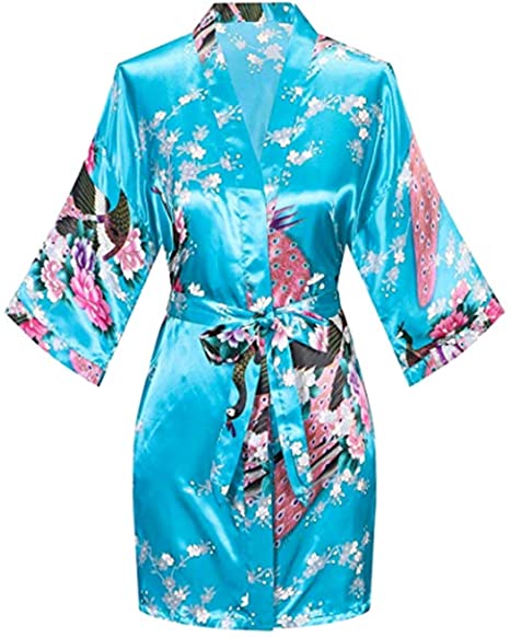 Satynowy jedwabny damski szlafrok ślubny dla druhny Seksowny szlafrok z nadrukiem żurawia Krótka długa suknia nocna Kimono Szlafrok Moda Szlafrok Kobieta