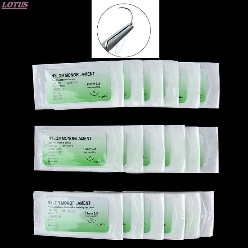 6PCS 2.0/3.0/4.0เข็มเย็บไนลอน Monofilament Non-ได้รับบาดเจ็บเย็บทางการแพทย์ด้ายเย็บสำหรับทางการแพทย์ผ่าตัดเย็บเครื่องมือ