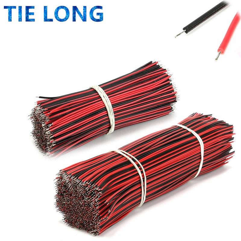 50 Teile/los Rot Schwarz Laufenden Linie 26AWG 100mm 150MM länge LED Linie Anschluss Zinn Überzug Draht DIY 2P Elektronische Draht Schweißen